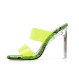 Arden Furtado crystal heels Chunky heels green pvc slippers clear Sandals size 40