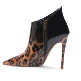 Arden Furtado fashion women's shoes in winter 2019 pointed toe stilettos heels zipper short boots leopard print big size 45