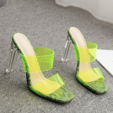 Arden Furtado crystal heels Chunky heels green pvc slippers clear Sandals size 40