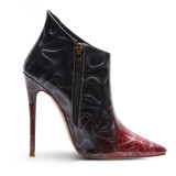 Arden Furtado fashion women's shoes in winter 2019 pointed toe stilettos heels zipper short boots snake pattern big size 45