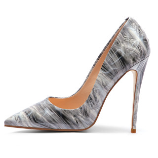 Arden Furtado summer 2019 fashion trend women's shoes pointed toe stilettos heels grey slip-on pumps big size 45 party shoes