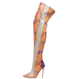 Arden Furtado fashion women's shoes pointed toe stilettos heels zipper serpentine over the knee high boots