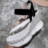 Summer wedges sandals platform casual genuine leather shoes for student flip flops