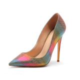 Arden Furtado summer 2019 fashion women's shoes pointed toe stilettos heels magic silk office lady slip-on pumps big size 45