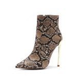 Arden Furtado fashion women's shoes in winter 2019 pointed toe stilettos heels zipper serpentine sexy elegant ladies boots