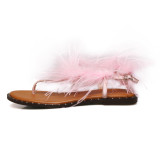 Arden Furtado flat burgundy blue feather sandals rivets genuine leather fashion party shoes
