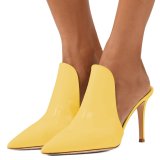 green red white blue mules stilettos heels 12cm fashion yellow green closed toe slippers big size women's shoes