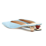 Arden Furtado summer 2019 fashion women's shoes pointed toe strange style heels concise blue mules