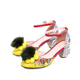 Arden Furtado summer 2019 fashion women's shoes mature ethnic sandals  buckle chunky heels classics size 43