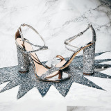 Arden Furtado summer fashion women's shoes online celebrity sexy gold green elegant party shoes silver glitter sandals chunky heels