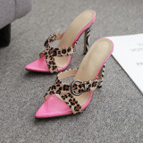 summer 2019 fashion women's shoes stilettos heels buckle sexy elegant slippers leopard slides mules