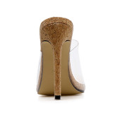 summer 2019 fashion  women's shoes stilettos heels sexy elegant transparent PVC slippers mules