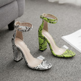 summer 2019 fashion women's shoes sexy elegant serpentine sandals buckle narrow band chunky heels sandals
