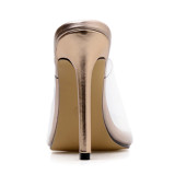 summer 2019 fashion trend women's shoes stilettos heels peep toe PVC slippers transparent concise big size 40