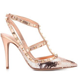 summer fashion women's shoes pointed toe stilettos heels sandals buckle rivets bling bling glitters closed toe shoes