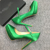 summer 2019 fashion trend women's shoes pointed toe stilettos heels buckle office lady blue pumps big size 41