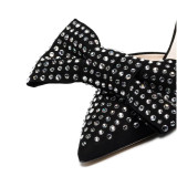 summer 2019 fashion trend women's shoes pointed toe crystal rhinestone black sexy stilettos heels slippers mules