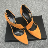 summer 2019 fashion trend women's shoes pointed toe stilettos heels pure color concise pumps leather party shoes