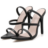 summer fashion women's shoes stilettos heels narrow band elegant concise sexy serpentine sandals mules