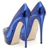 summer 2019 fashion trend women's shoes stilettos heels sexy elegant pure color blue peep toe pumps party shoes