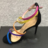 summer 2019 fashion trend women's shoes pointed toe stilettos heels buckle leather sandals party shoes