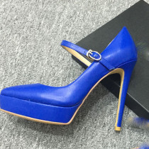 summer 2019 fashion trend women's shoes pointed toe stilettos heels buckle office lady blue pumps big size 41