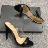 summer fashion women's shoes stilettos high heels sexy elegant clear pvc slippers open toe slides