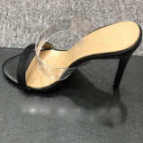 summer fashion women's shoes stilettos high heels sexy elegant clear pvc slippers open toe slides