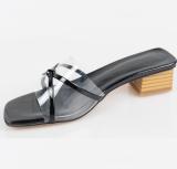 Arden Furtado summer 2019 fashion trend women's shoes PVC  foot set slippers concise mature white apricot  elegant