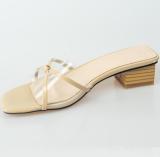 Arden Furtado summer 2019 fashion trend women's shoes PVC  foot set slippers concise mature white apricot  elegant