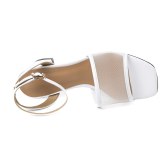 Arden Furtado summer 2019 fashion trend women's shoes pure color white buckle sandals chunky heels elegant small size 33