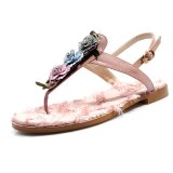 Arden Furtado summer 2019 fashion narrow band women's shoes pure color black  sexy elegant pink sweet flower buckle sandals