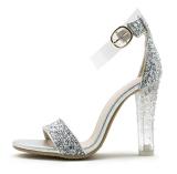 summer chunky heels open toe sequined cloth silver gold bling bling wedding shoes glitter cover heels crystal heels sandals