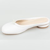 Arden Furtado summer 2019 fashion women's shoes pure color white ladylike temperament concise slippers mules