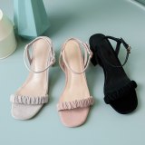Arden Furtado summer 2019 fashion trend women's shoes chunky heels pink sweet narrow band sexy elegant buckle sandals concise