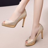 Arden Furtado summer 2019 fashion trend women's shoes stilettos heels pure color silver peep toe party shoes sexy elegant
