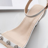 Arden Furtado summer 2019 fashion trend women's shoes chunky heels pure color crystal rhinestone sandals buckle narrow band