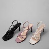 Arden Furtado summer fashion women's shoes stilettos heels sexy elegant pure color sandals narrow band party shoes
