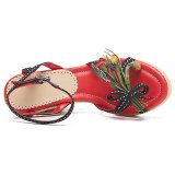 Arden Furtado summer 2019 fashion women's shoes genuine leather flower wedges waterproof sandals ethnic classics narrow band
