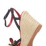 Arden Furtado summer 2019 fashion women's shoes genuine leather flower wedges waterproof sandals ethnic classics narrow band