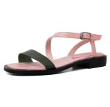 Arden Furtado summer fashion women's shoes buckle concise narrow band genuine leather white flat sandals