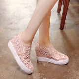 Arden Furtado summer 2019 fashion trend women's shoes pure color pink white slip-on round toe increase casual shoes wire side