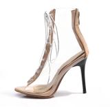 Arden Furtado summer 2019 fashion  women's shoes stilettos heels cross lacing sexy elegant peep toe  transparent PVC cool boots