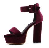 Arden Furtado summer 2019 fashion trend women's shoes chunky heels pure color red sandals buckle mature classics office lady