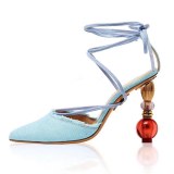 Arden Furtado summer 2019 fashion women's shoes special-shaped heels pointed toe while the shoes elegant pure color ankle strap