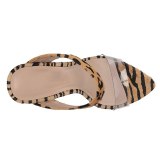 Arden Furtado Summer Fashion Women's Shoes Narrow Band Sexy Personality Stilettos Heels Concise Leopard Print  Pvc Slippers