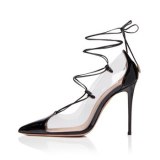 Arden Furtado Summer Fashion Trend Women's Shoes  Pointed Toe Transparent PVC Stilettos Heels Ankle Strap Slip-on Pumps Concise