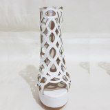 Arden Furtado Summer Fashion Trend Women's Shoes Sexy White  Party Shoes Elegant Cage Waterproof sandals Back zipper Pure Color