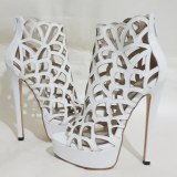 Arden Furtado Summer Fashion Trend Women's Shoes Sexy White  Party Shoes Elegant Cage Waterproof sandals Back zipper Pure Color