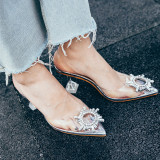 Arden Furtado summer 2019 fashion women's shoes PVC strange style heels party shoes sandals crystal rhinestone wedding shoes